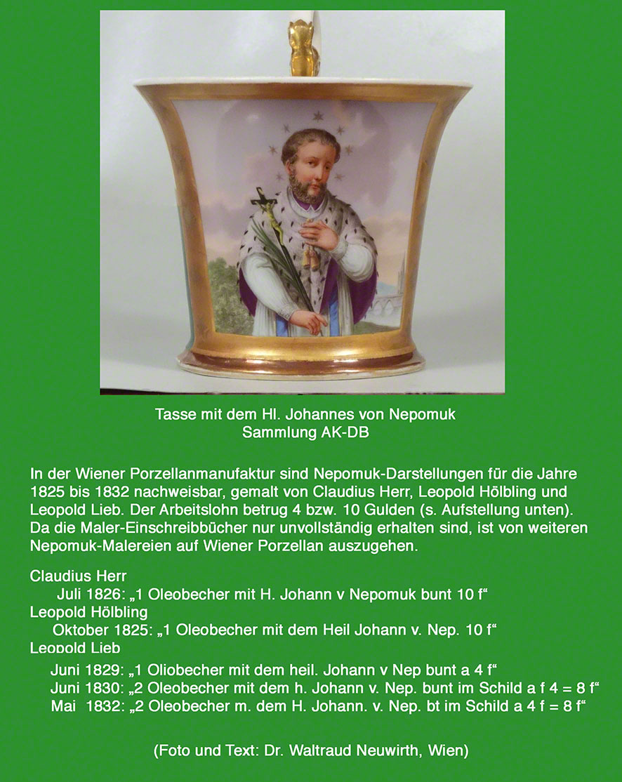 Wiener-Porzellan-Tasse Hl. Nepomuk