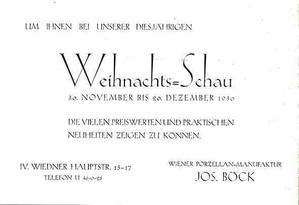Einladung Jos. Böck 1930