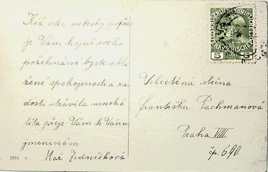Rückseite Postkarte mit Porzellanservice